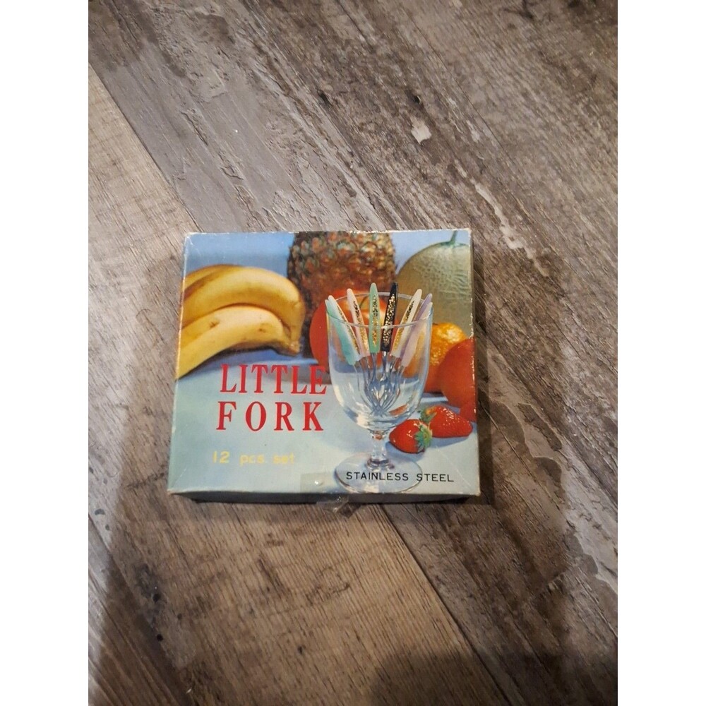 Vintage Little Fork Stainless Steel 12 Piece Set Japan White Gold Mid Century